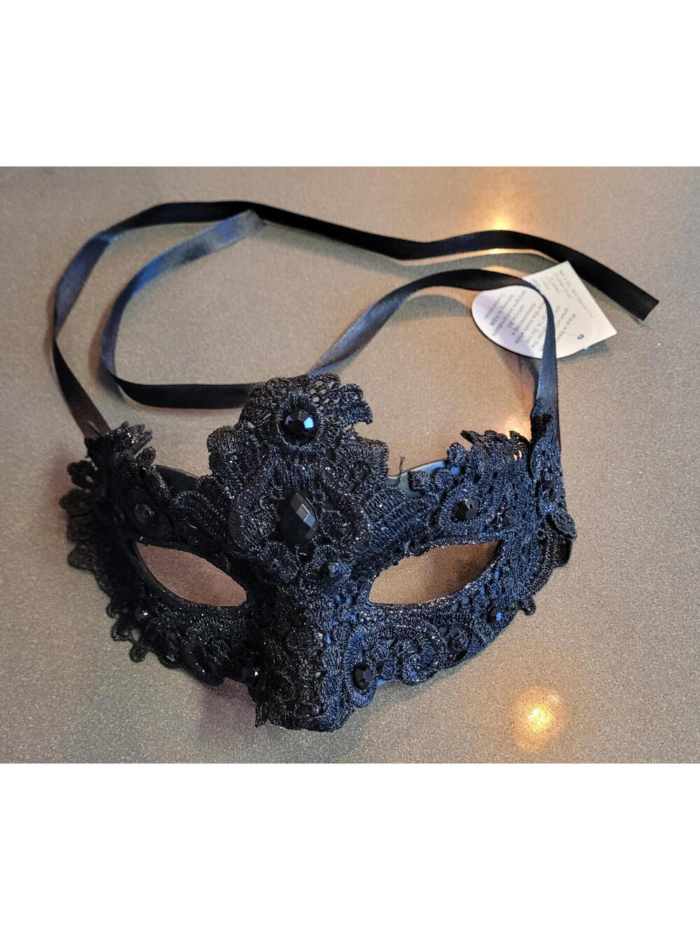 Adult Ladies Black Lace with Jeweled Accents Parisian Mask Masquerade 0/S